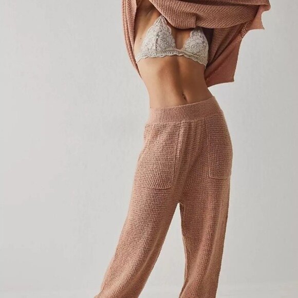 NWT Free People WOOL Blend C.O.Z.Y.‎ Waffle Knit Jogger Lounge Pants Size XS - Picture 3 of 15